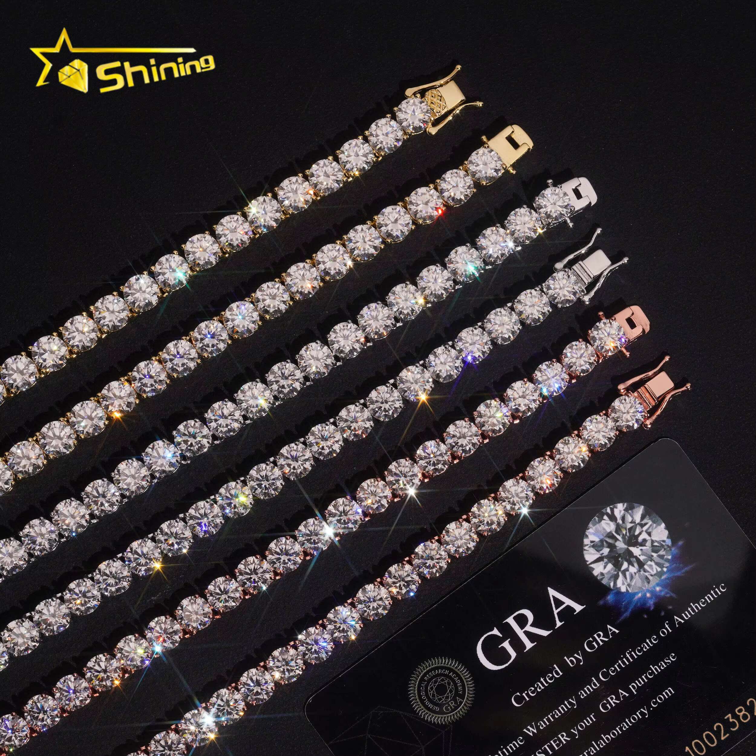 GRA Certificated 925 Sterling Silver Tennis VVS Moissanite Chains Hip Hop Men Women3-6MM Moissanite Tennis Necklace Fine Jewelry