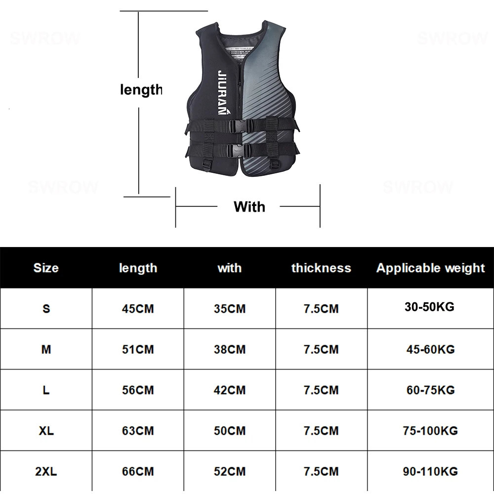 Neoprene Buoyancy Survival Suit Adjustable Adult Children Water Sports Life Jacket Wear-resistant Breathable Outdoor Accessories 250530