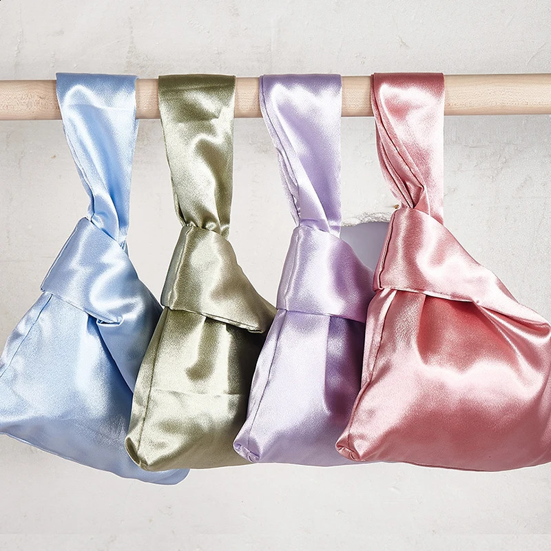 Handbag Women Wrist Bag Mini Knot Vintage Silk Japanese Tote Bag Female Casual Color Student Reusable Folding Shopping Bag 250530