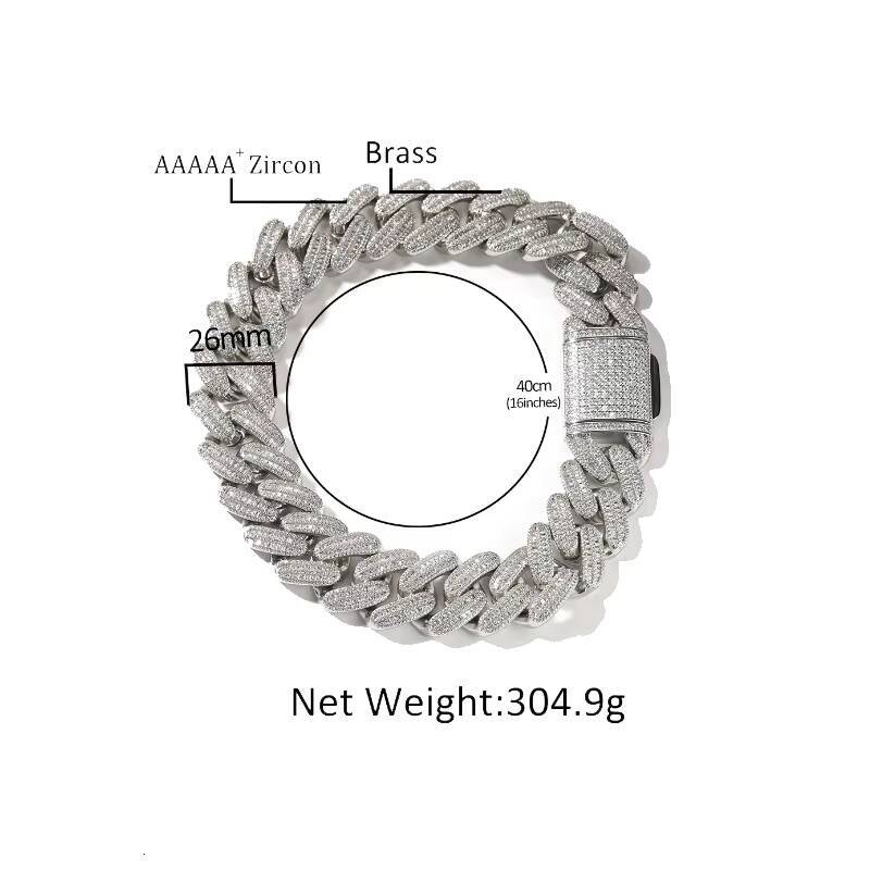 26mm Heavy Industry Zircon Cuban Fashion Brand Hip Hop Handsome Sweater Chain Jewelry Men's Necklace