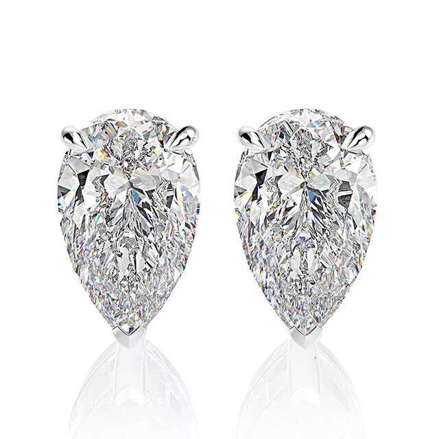 Pear Shape Moissanite Earrings Cubic Zirconia Diamond 925 Sterling Silver Stud Earring