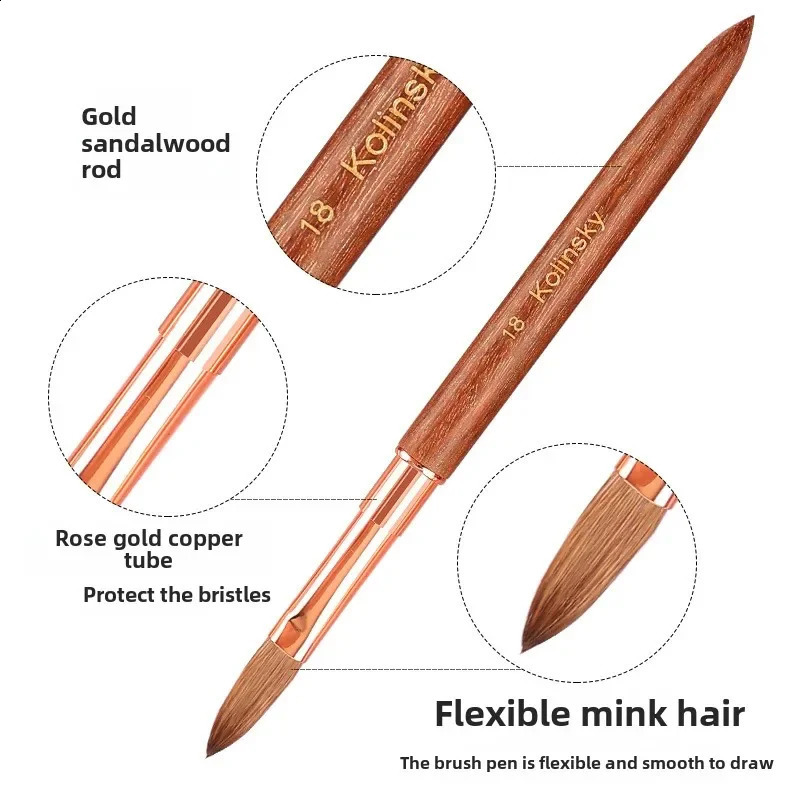 Nail Supplies for Professionals 100% Kolinsky Nail Art Brush Acrylic UV Gel Extension Pen Nail Polish Painting Drawing Brush 250528