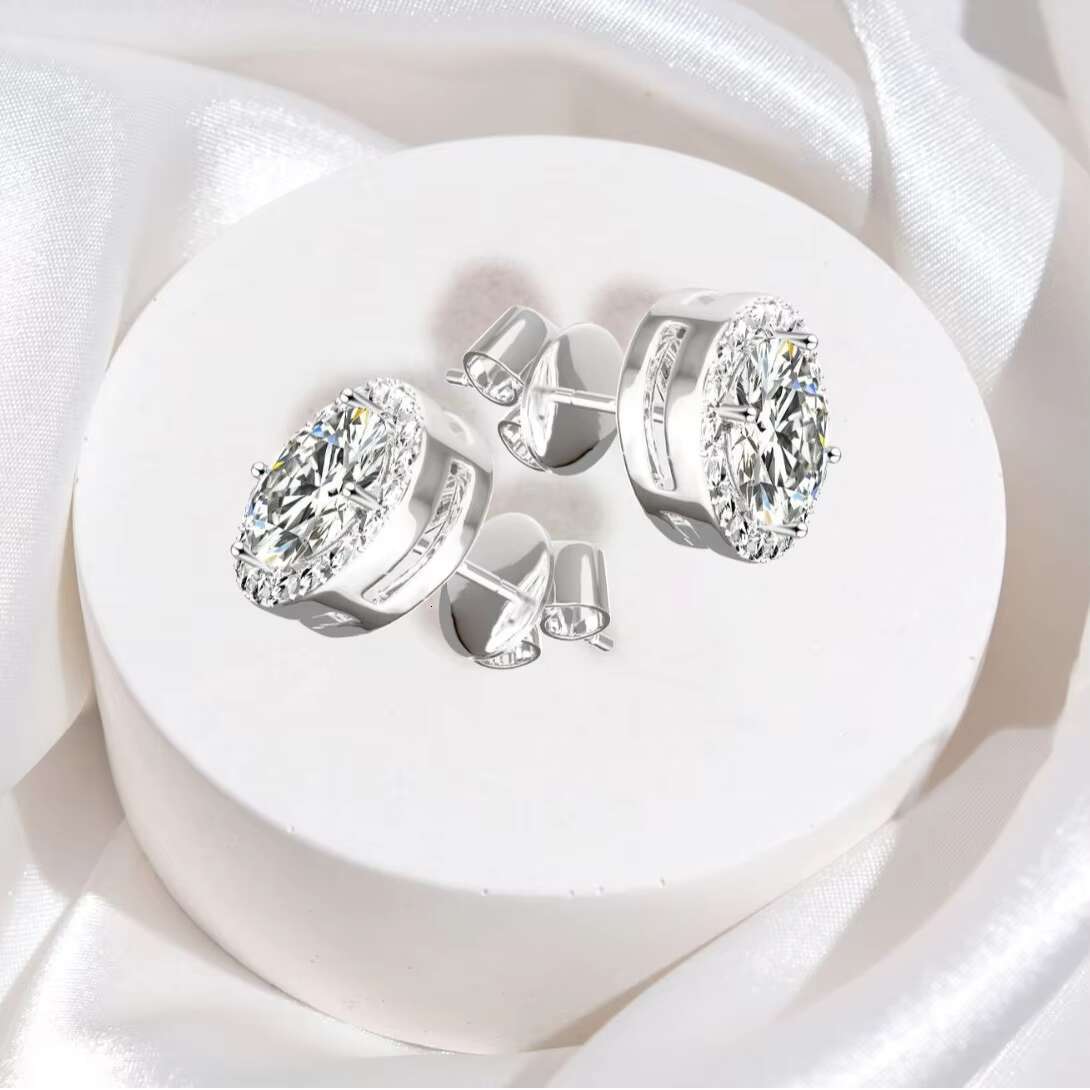 Wholesale High Sensitivity S925 Sterling Silver 1-4ct Oval Moissanite Earrings for Women Elegant Silver Jewelry