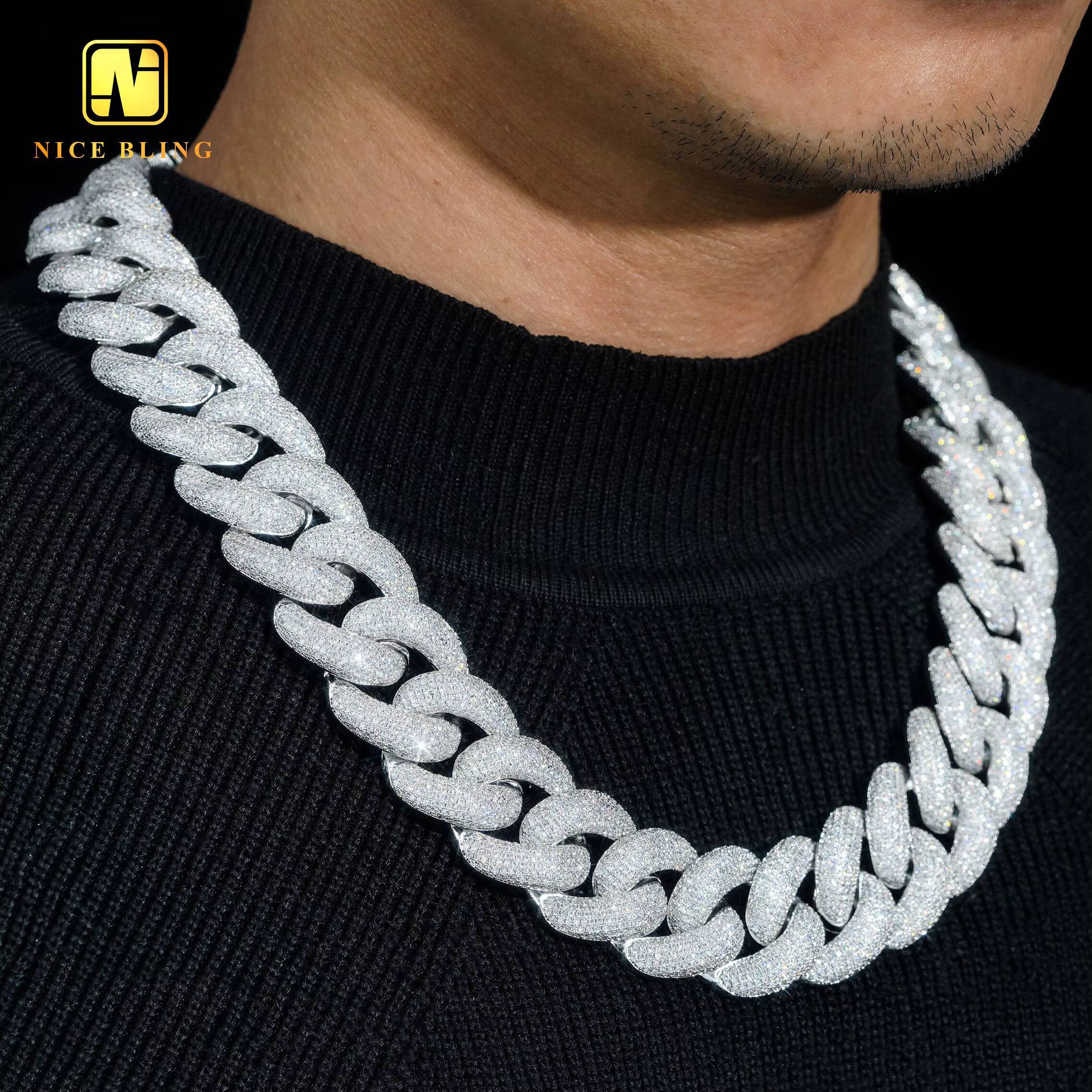Cheap Price Hip Hop Fashion Jewelry Thick Cuban k Chains 25mm Brass Cubic Zirconia Necklaces Gold Plated for Rappers
