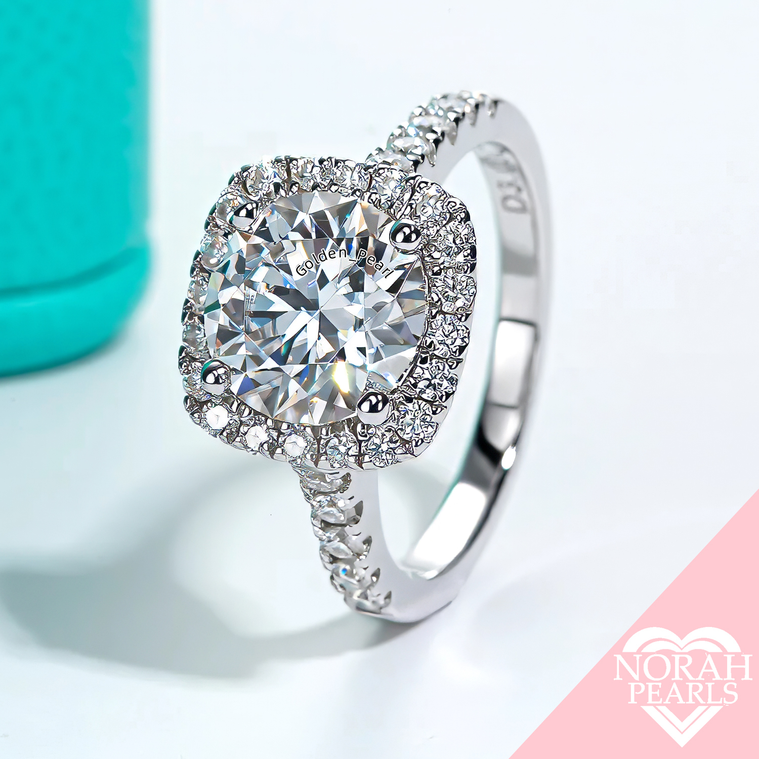 3CT Round Cut D Color Moissanite Halo Ring - 925 Sterling Silver Engagement Jewelry for Women