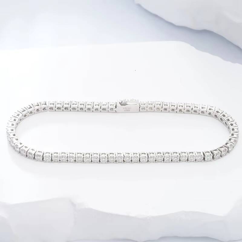 White Gold VVS Silicon Tennis Chain Sterling Sier Bracelet