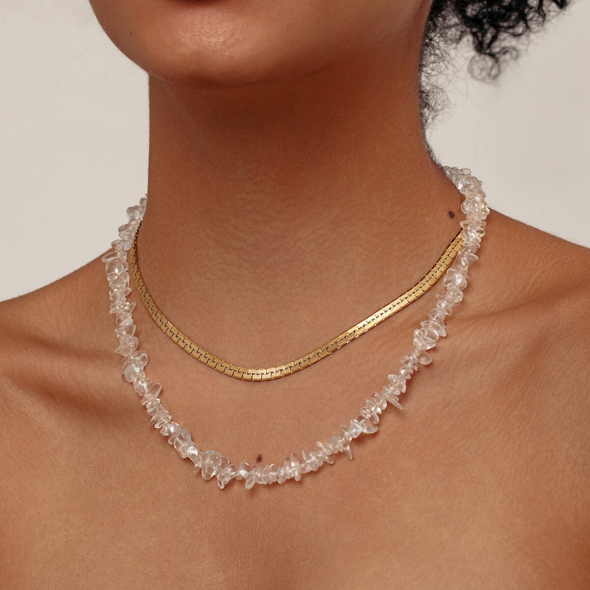 Natural Crystal Irregular Crushed Choker Creative Stone Necklace for Women