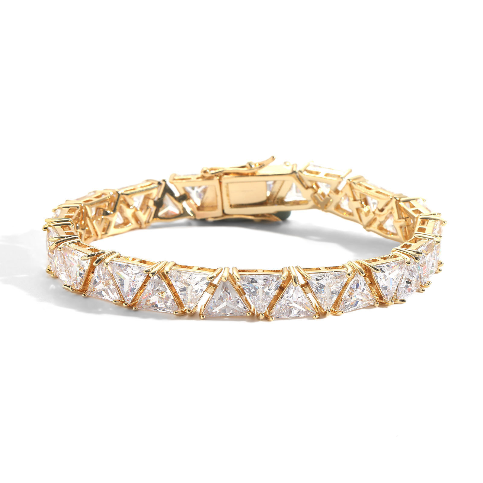 Hip Hop Bracelet 9mm Triangular Moissanite Tennis Chain Fashionable and Versatile Trendy Mens Jewelry Hip Hop Chain moissanite