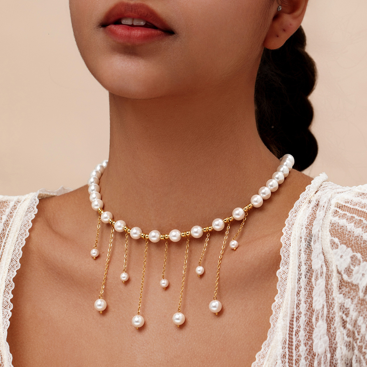 Pearl Necklace for Women Long Chain Tassel Fashion New Design Women's Jewelry