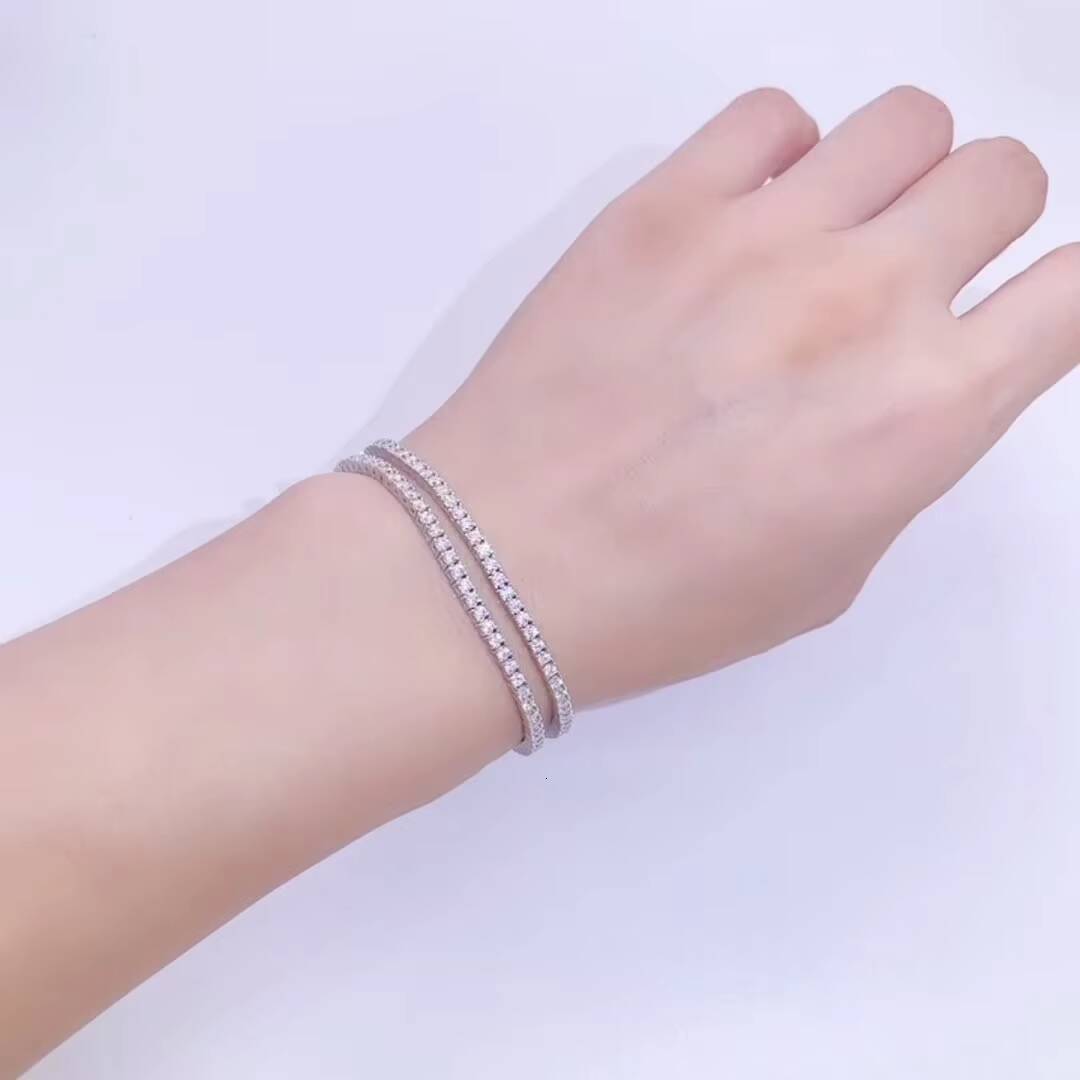 Premium Jewelry 2-5mm Sterling Sier Hip-Hop Single Row Chain Moissanite Women's Tennis Bracelet