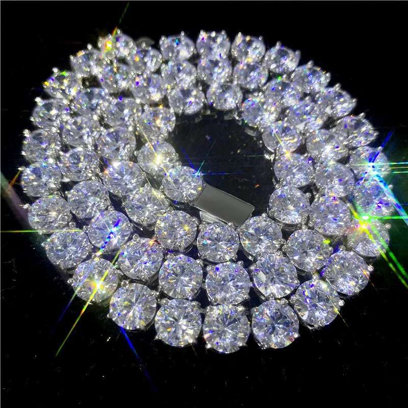 Hiphop Single Row 8mm Zircon Tennis Chain Necklace for Men 316L Stainless Steel Bling Iced Out Rock Chain Necklace Birthday Gift