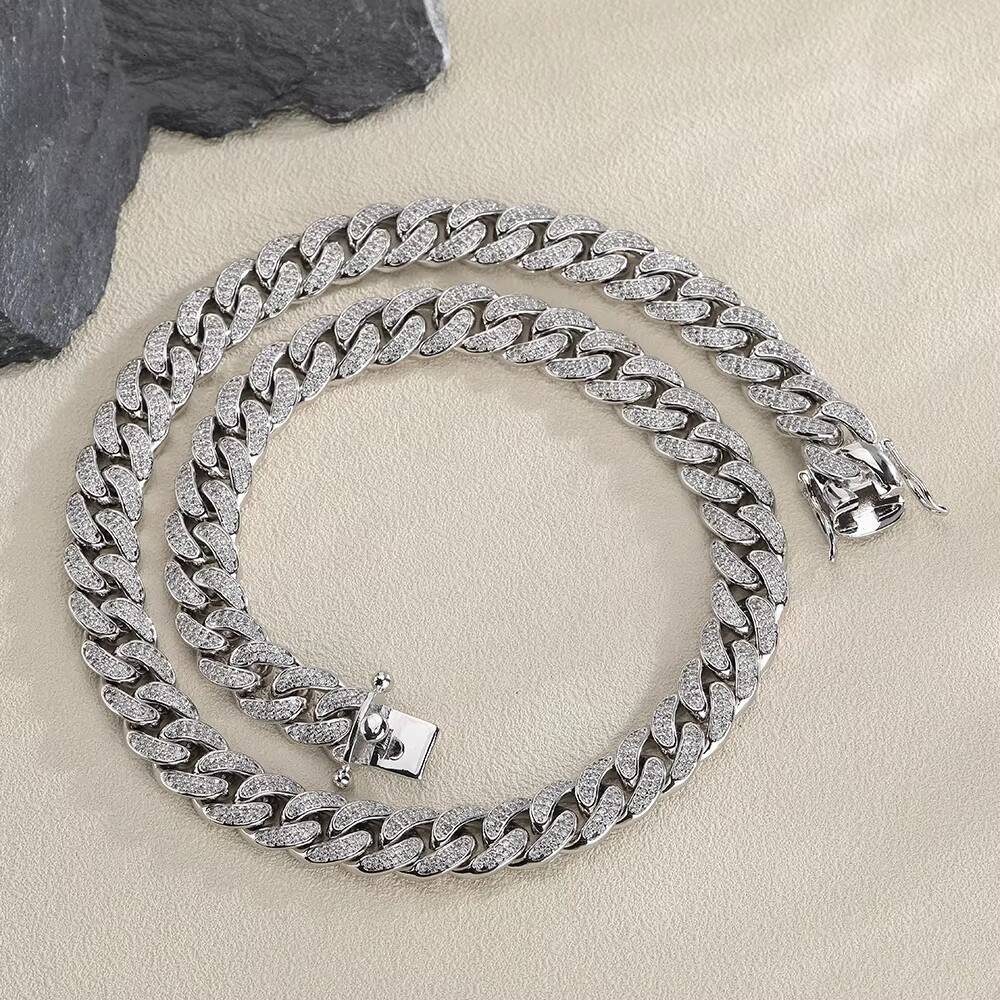 12mm 2 Rows Hip Hop Iced Out Zirconia Collar De Candena Cubana Eslabones Cubano Necklace Miami Cuban k Chain for Men Women