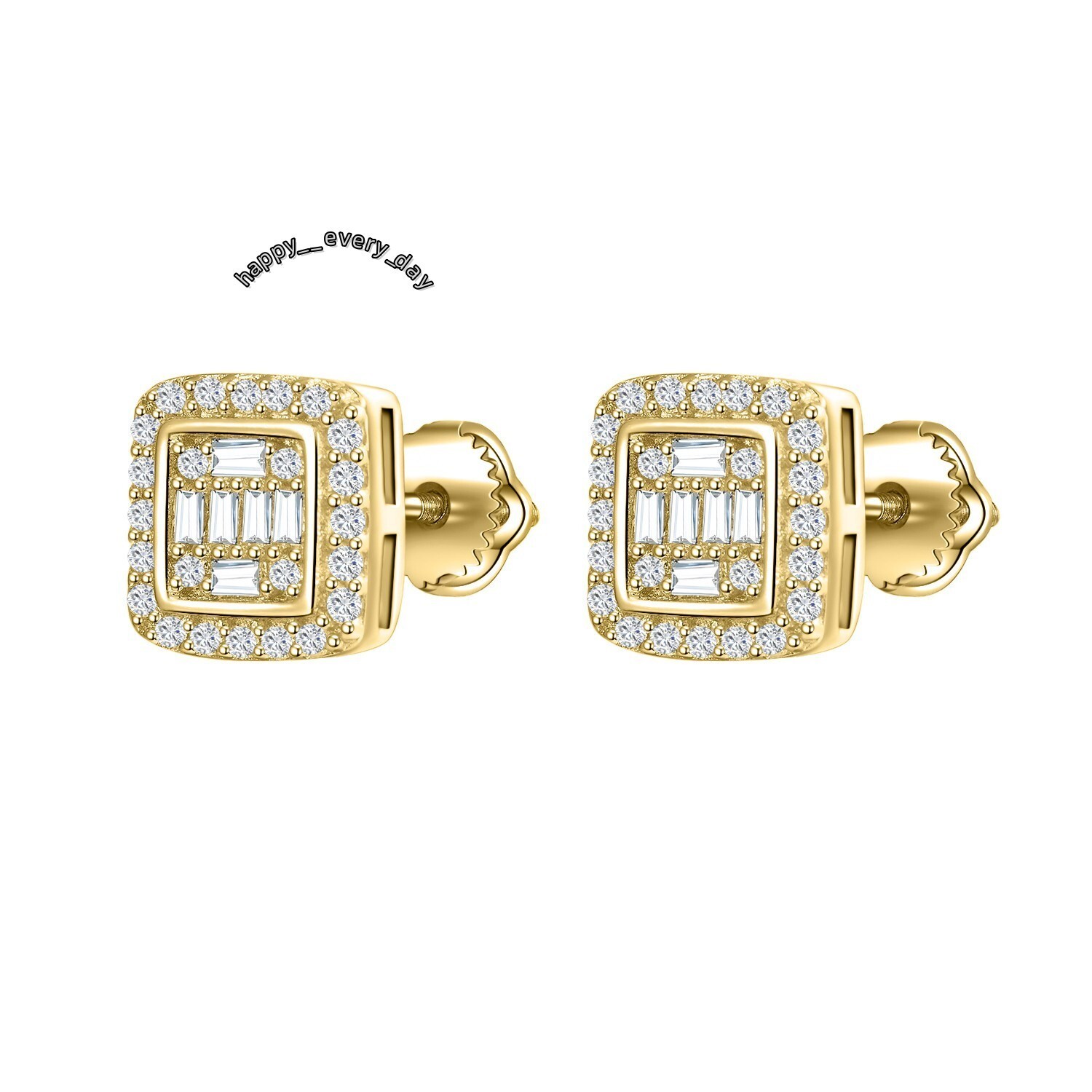 Womens Mens 14K White Gold Iced Out VVS Moissanite Earrings Hip Hop Jewelry Geometric Stud Earrings