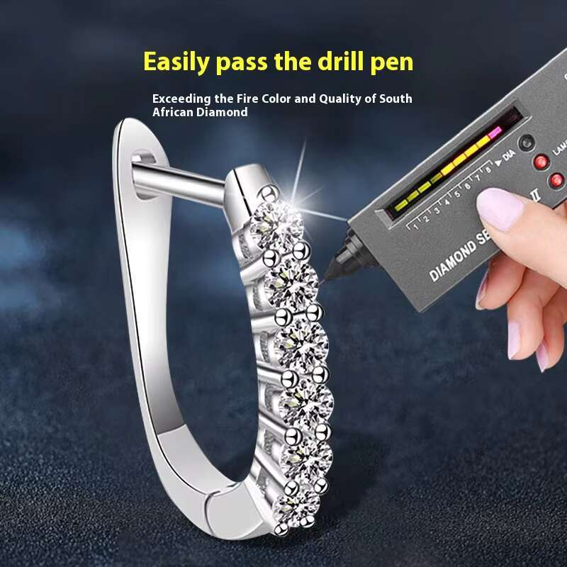 High-End 925 Sterling Silver Moissanite U-Shaped Earrings DIY Jewelry with Single Row Diamond Inlay Versatile Simple Stud Design