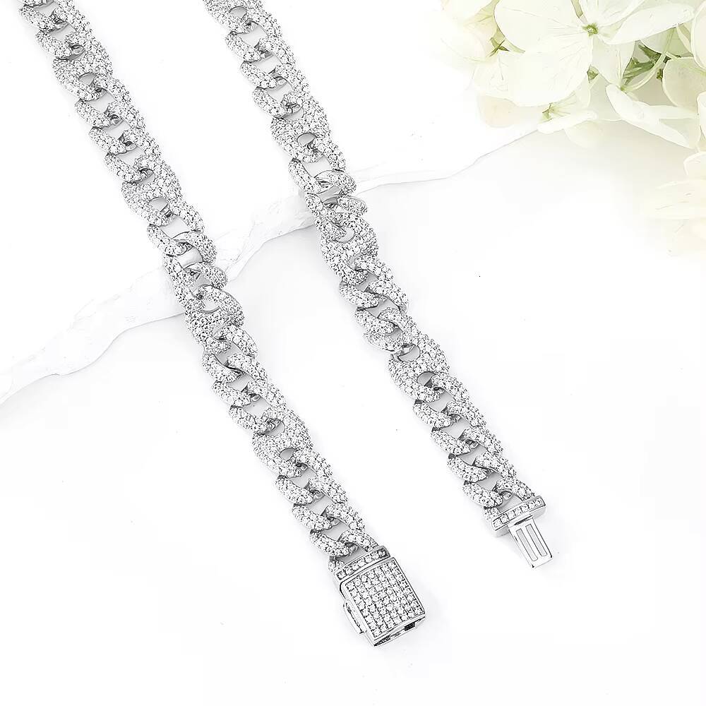 New production of pure sier personalized chain design fashion jewelry zircon Cuban men's necklace