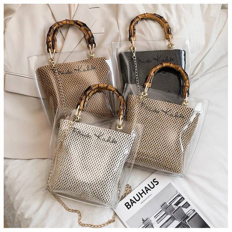 2025 New Transparent Jelly Bag Set for Women's Summer Handbag Waterproof Designer Crossbody Bag Trendy Handbag