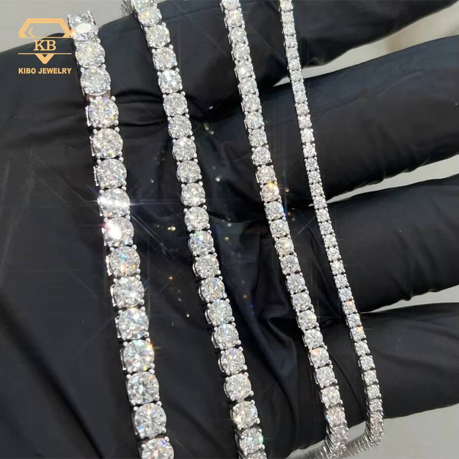 Trendy Sier Bracelet Unisex Hip Hop Tennis Chain Moissanite Jewelry White GRA