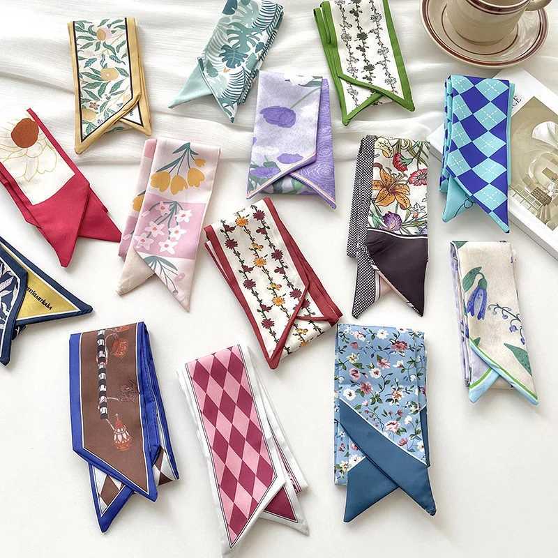 New luxury Brand Model Small Silk Scarf Women Hair Band Bag Handbag Handle Ribbon Scarf Band Neck Scarves Neckerchief W250602