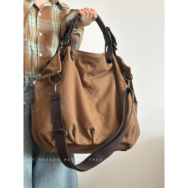 designer Japanese Style Tote Bag for Women, Large Capacity Canvas Vintage Commuter Handbag, Shoulder and Crossbody Large Bag