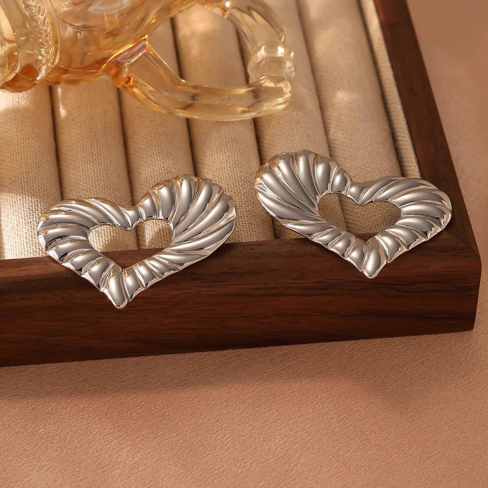 Hammered Irregular Earring Accessories for Women Stainless Steel Square Stud Earrings High-end Sense of Style