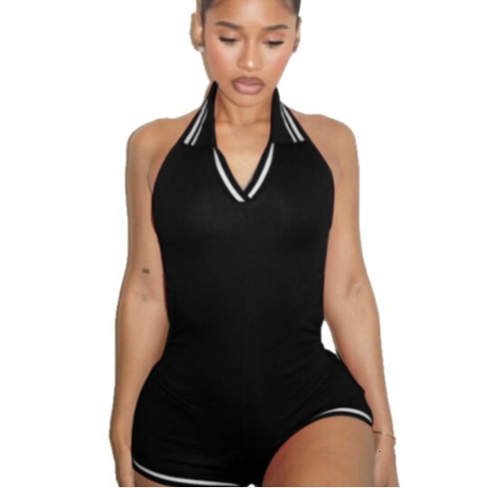 Designer T Shirt Summer European And American Border Fashion Sexy Hot Girl Sleeveless Solid Color Backless Halter Neck One Piece Shorts Essentials Sum