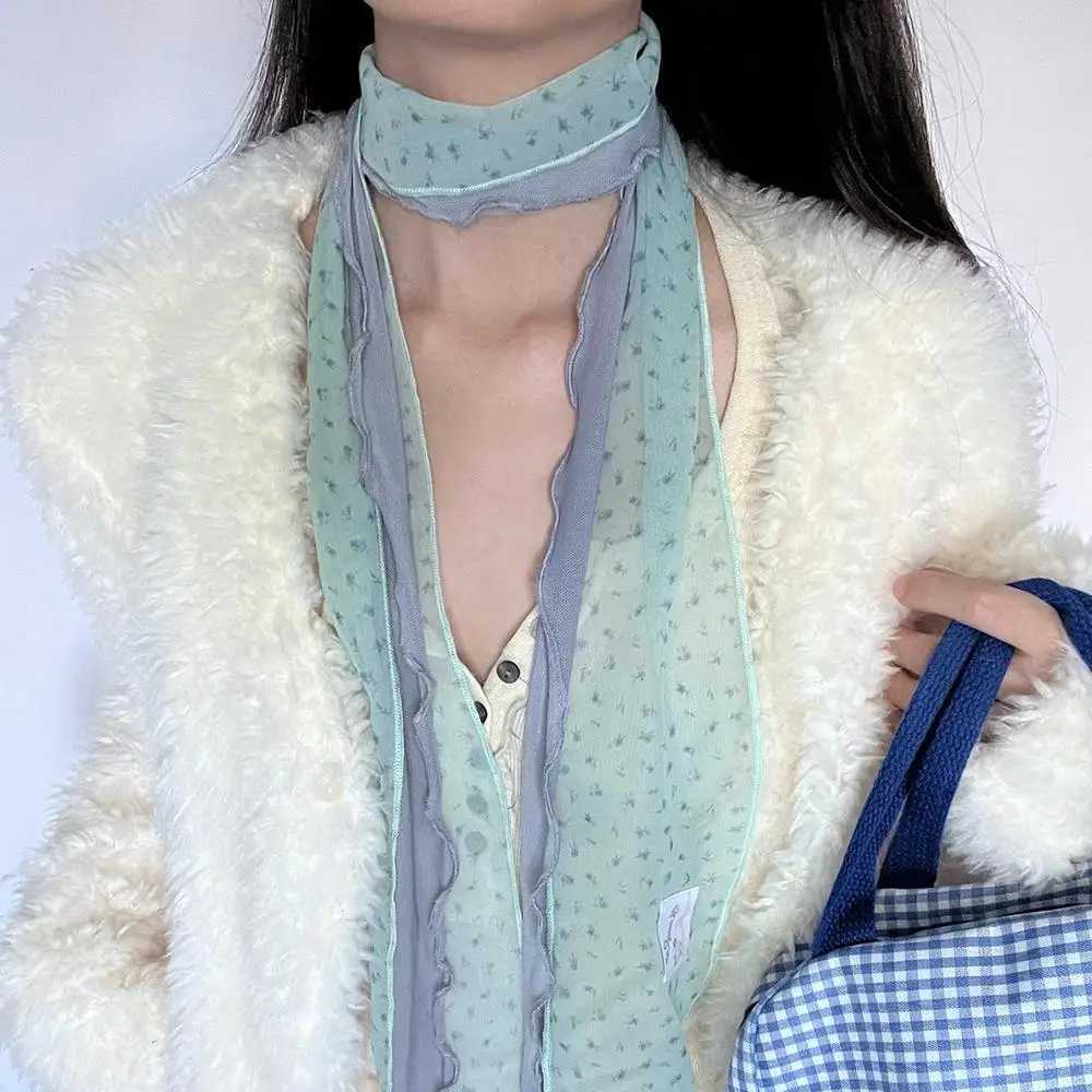 2025 Summer Chiffon Long Silk Scarf Polka Dot Neckerchief Multifunctional Neck Scarves Womens Headband Tie Hair Towel W250602