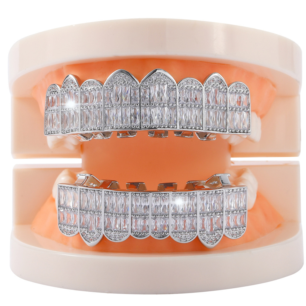 Hip hop micro inlaid Moissanite 8 teeth braces moissanite
