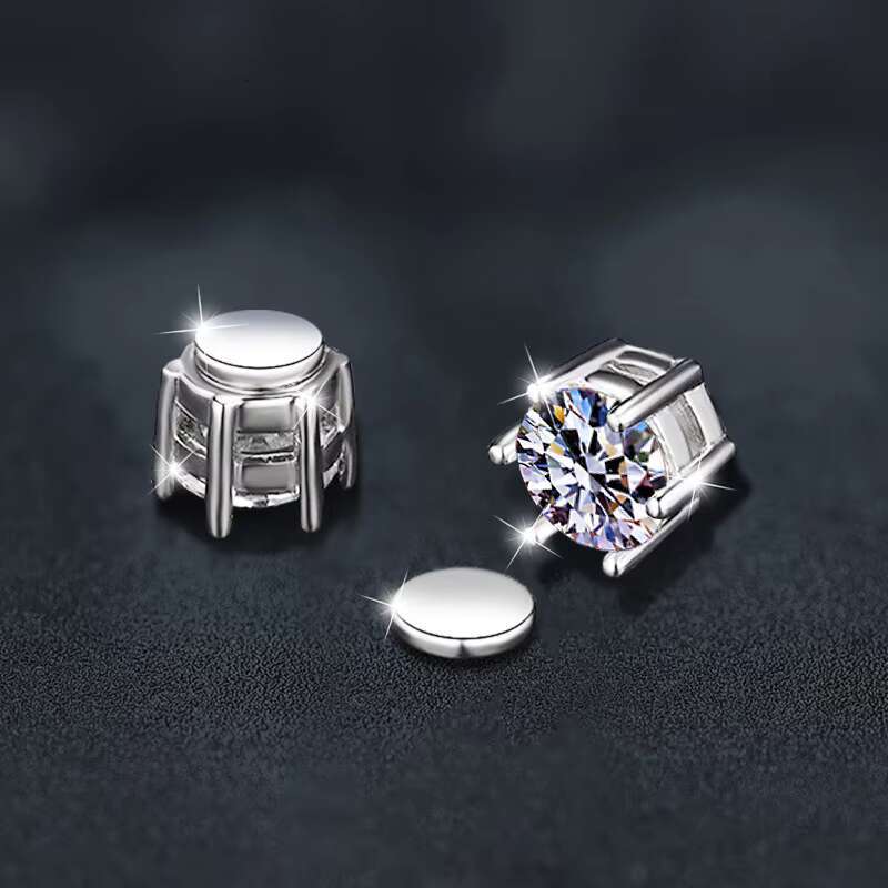 Wholesale Six Prong Design 5mm VVS S925 Sliver Moissanite Earrings Fashion Jewelry Six Prong Design 5mm Moissanite Earrings