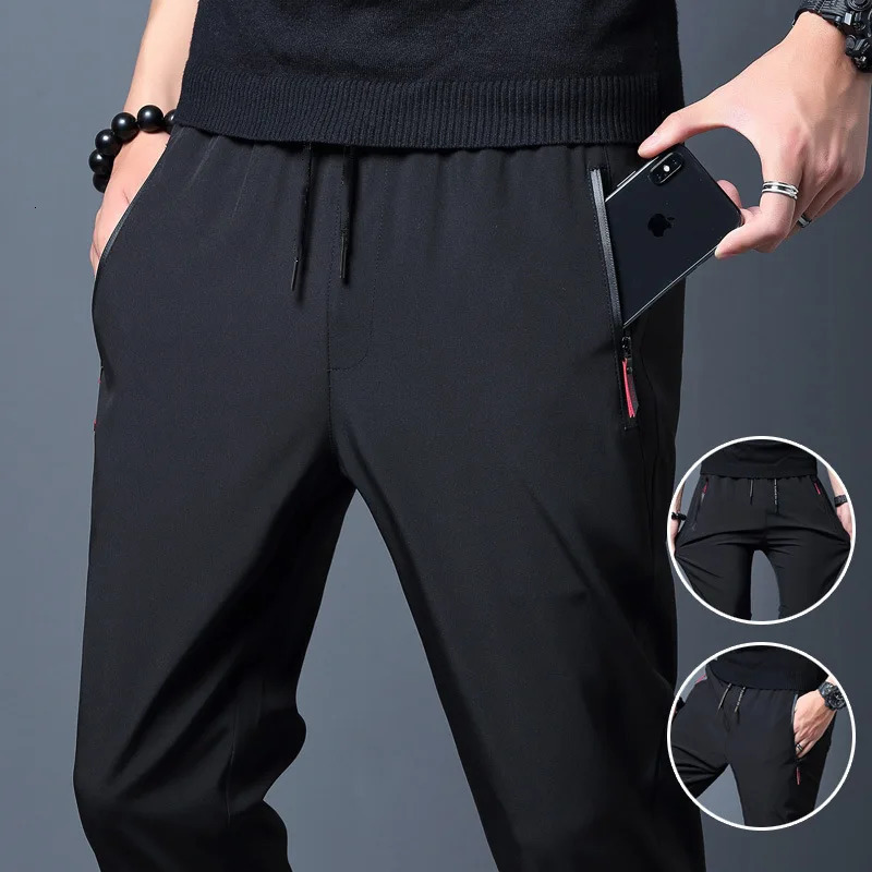 Mens Running Pants Quick-Dry Thin Casual Trousers Sport Pants with Zipper Pockets Sportswear Running Jogging Sportpants 250528