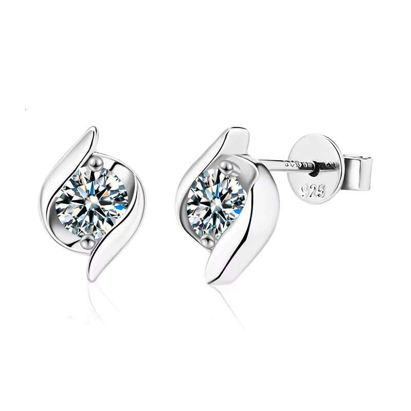 Chasau Customized Jewelry New Arrivals Luxury White Gold 5mm 0.5ct 925 Sterling Silver Round Moissanite Twist Stud Earrings