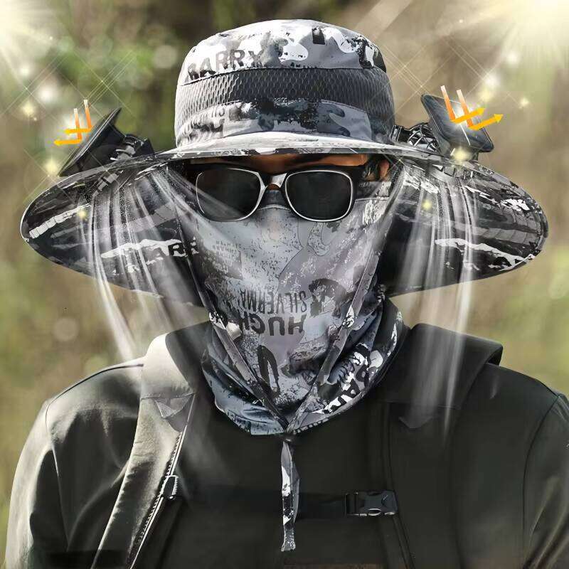 OEM Cap Solar Powered Cooling Fan - Wide Brim Bucket Hat for Fishing, Hiking & Outdoor Sun Protection