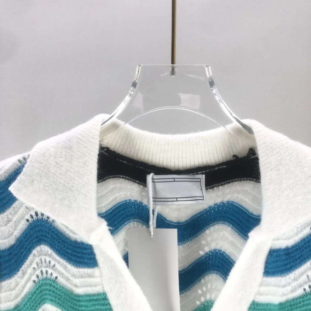 Summer Women's Clothing Versatile Sports Knitting Gradual Change Corrugated Jacquard Pattern Dress Short Sleeved Polo Collar