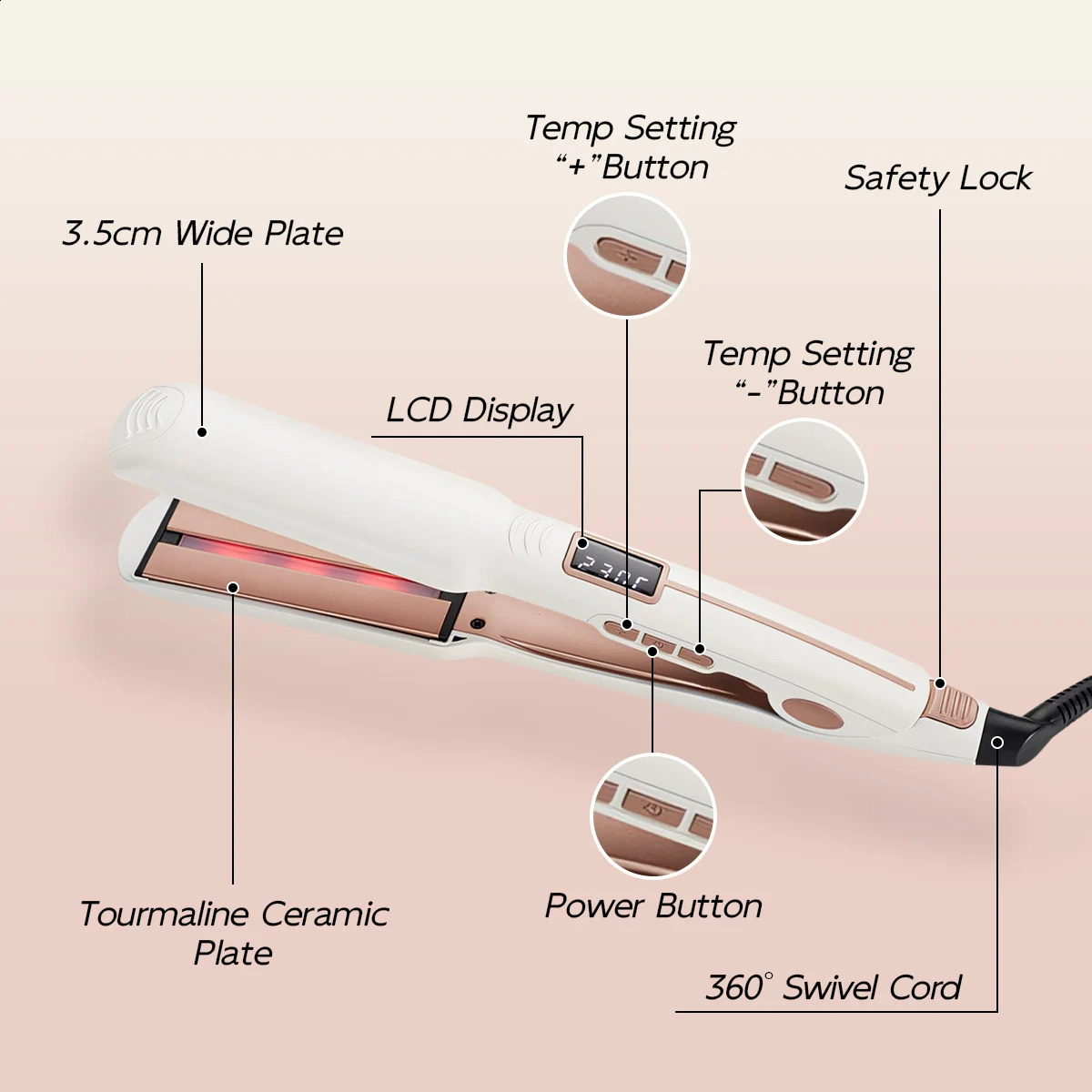 Ceramic flat iron hair straightener Rapid heat comb LCD Display Professional Hair Styling Tools curler Infrared Smooth hair care 250529
