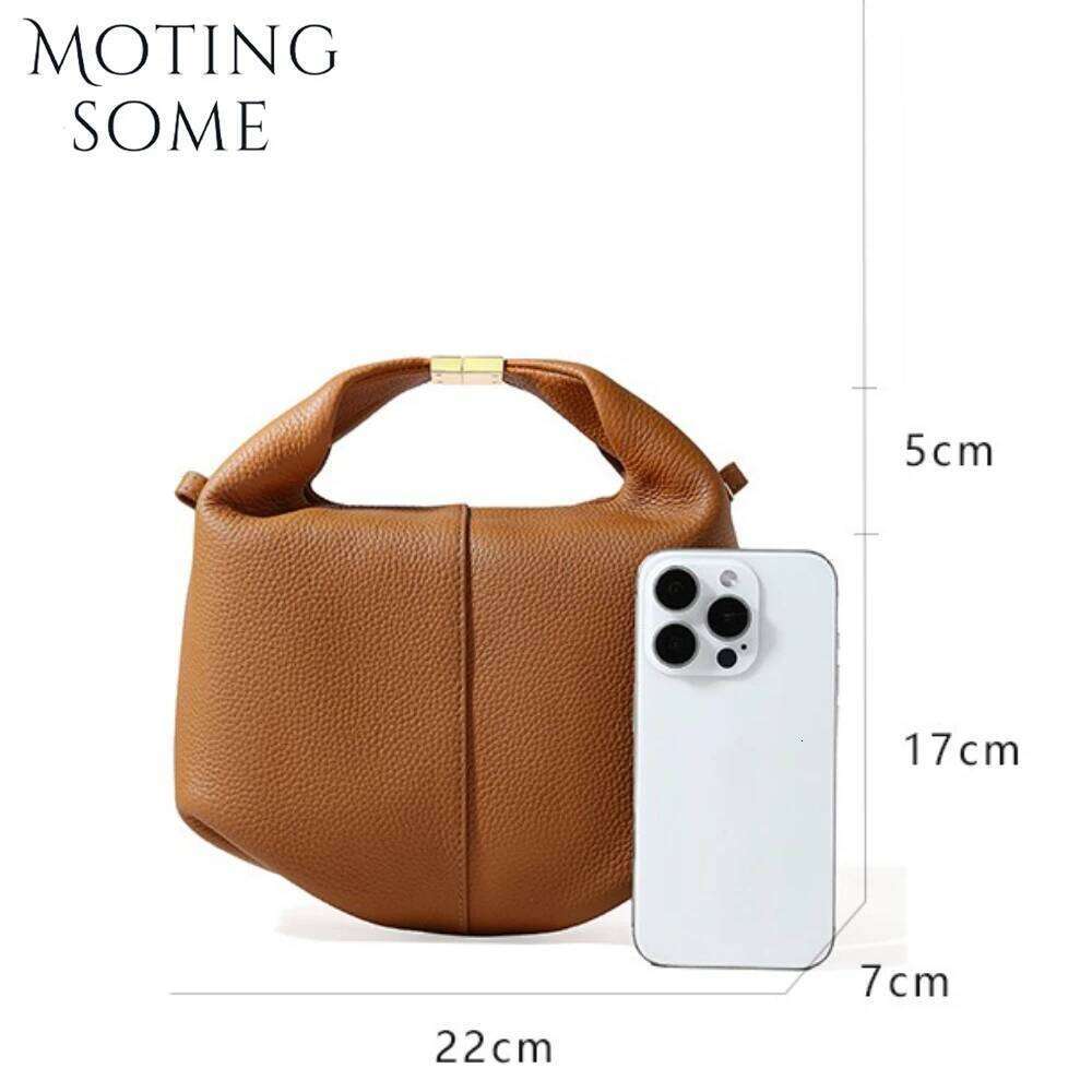 Motingsome French Niche Leather Women's Bag Design Bags Lychee Pattern Cowhide Handbag Fashionable Commuter Saddle 2025 250514