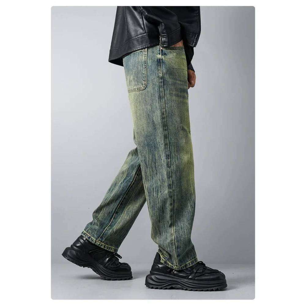 Men's Jeans Spring Baggy Casual Straight Wide-leg New Pure Cotton American Style Retro High Street Fashion Pants for men