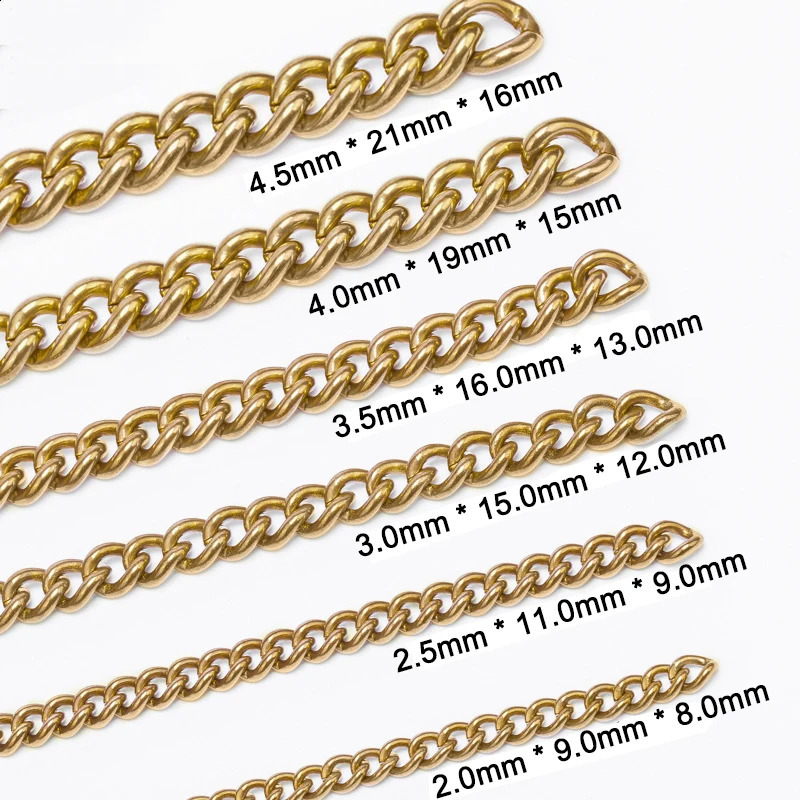 1 Meter Solid Brass Curb Link Chain Wallet Chain Men Belt Pants Keychain Necklace Bag Strap Parts Jewelry Making Accessories 250530