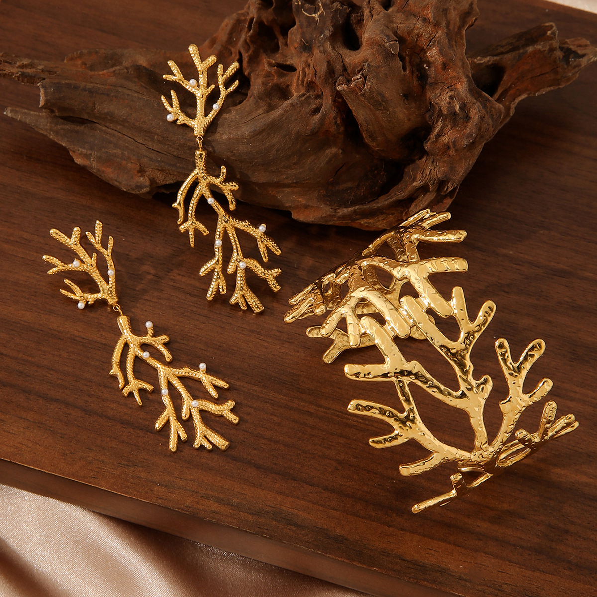 Style Internet Celebrity Irregular Coral for Women High-end Summer Stainless Steel Bracelet Jewelry