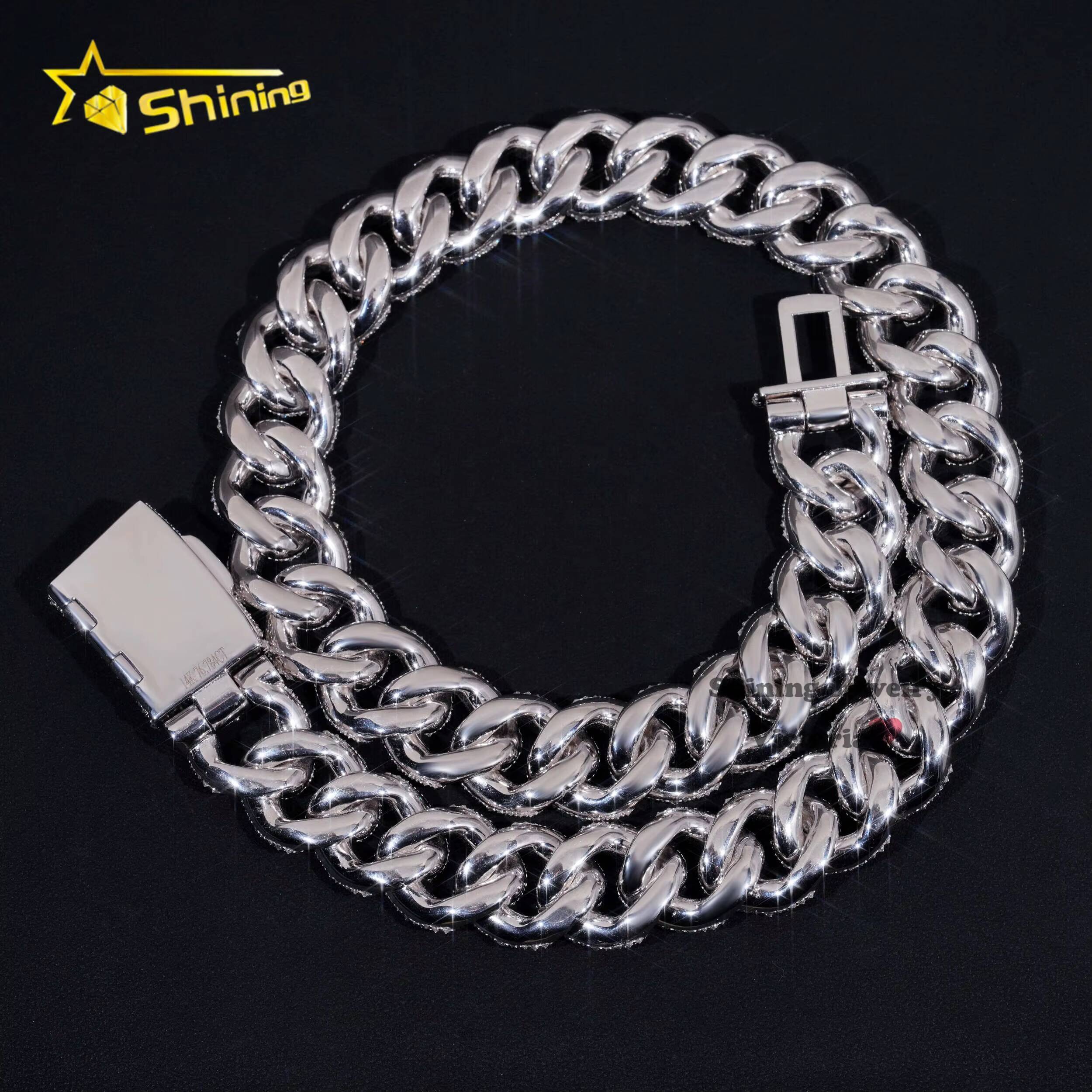 Rap singer hip-hop jewelry pin setting GRA pure sier platinum gold-plated Miami silica 20mm mosaic Cuban chain