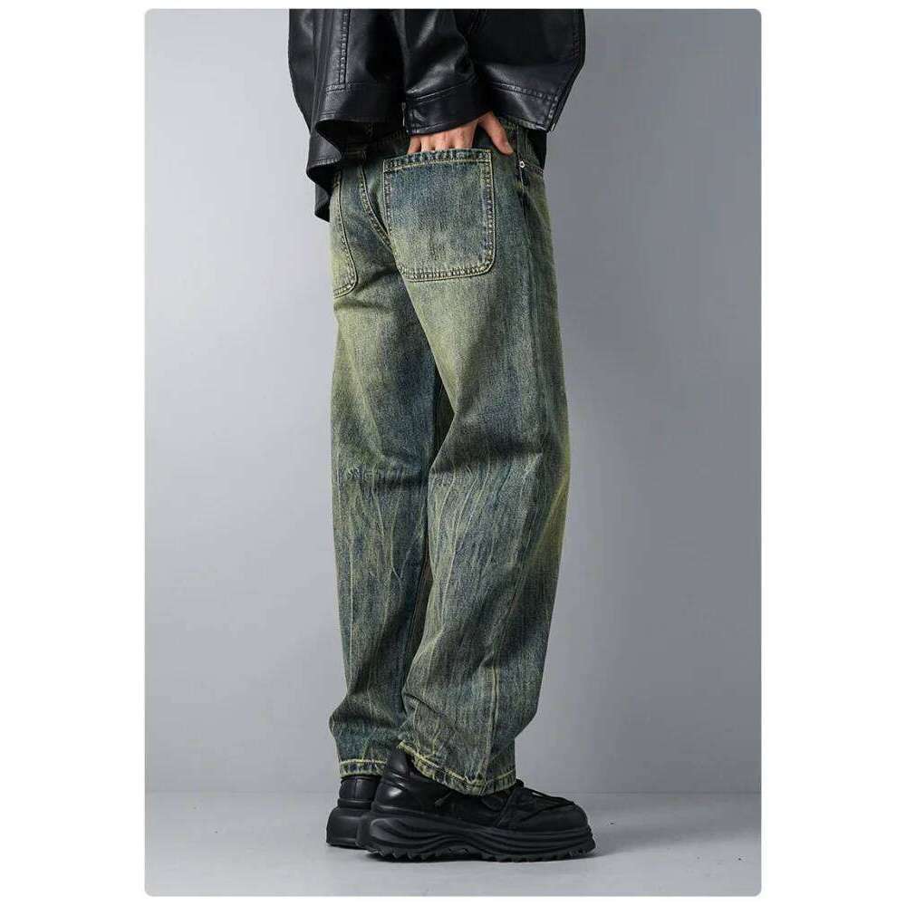 Men's Jeans Spring Baggy Casual Straight Wide-leg New Pure Cotton American Style Retro High Street Fashion Pants for men