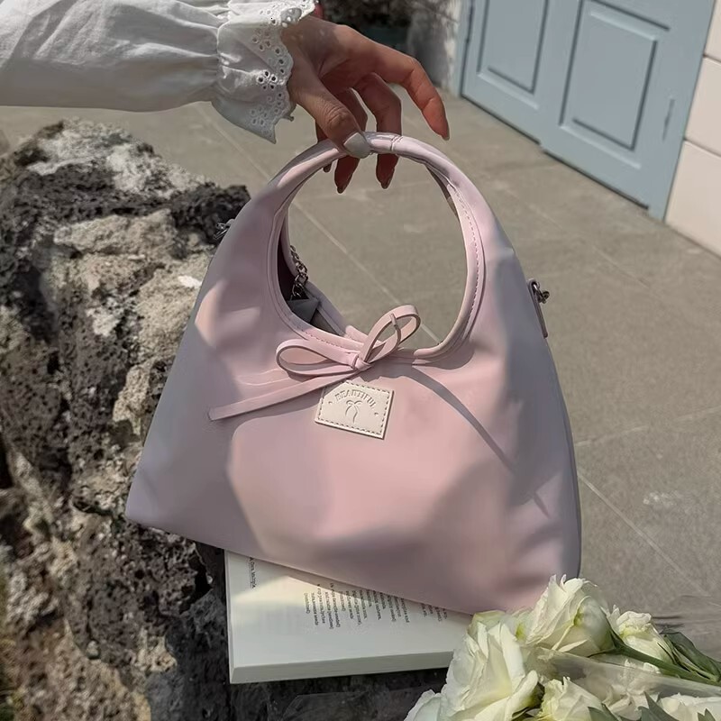 designer Korean Style Simple Casual Crossbody Bag Shoulder Bag 2025 Spring New Sweet Strap Bowknot Handbag for Women
