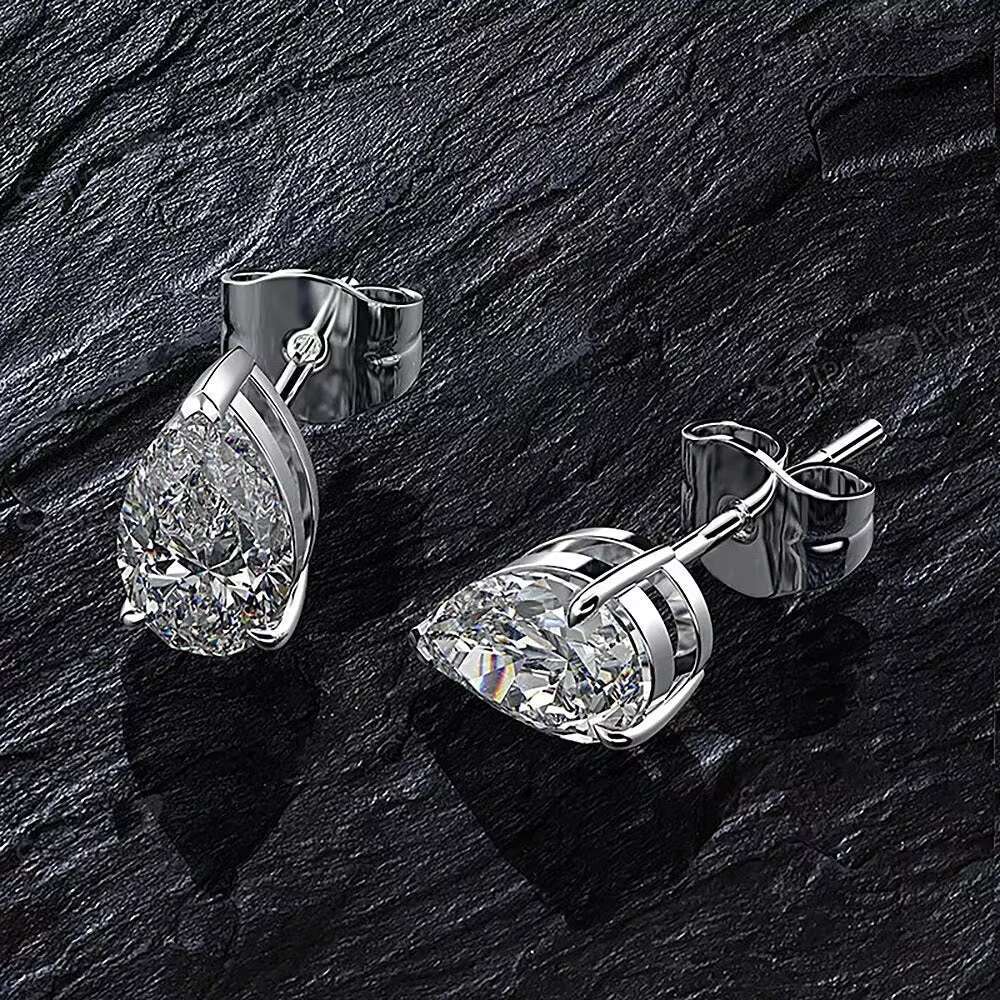 Pear 5*8 Simulate Moissanite Gemstone Ear Studs White Gold 100% 925 Sterling Silver Earrings Fine Jewelry Wholesale