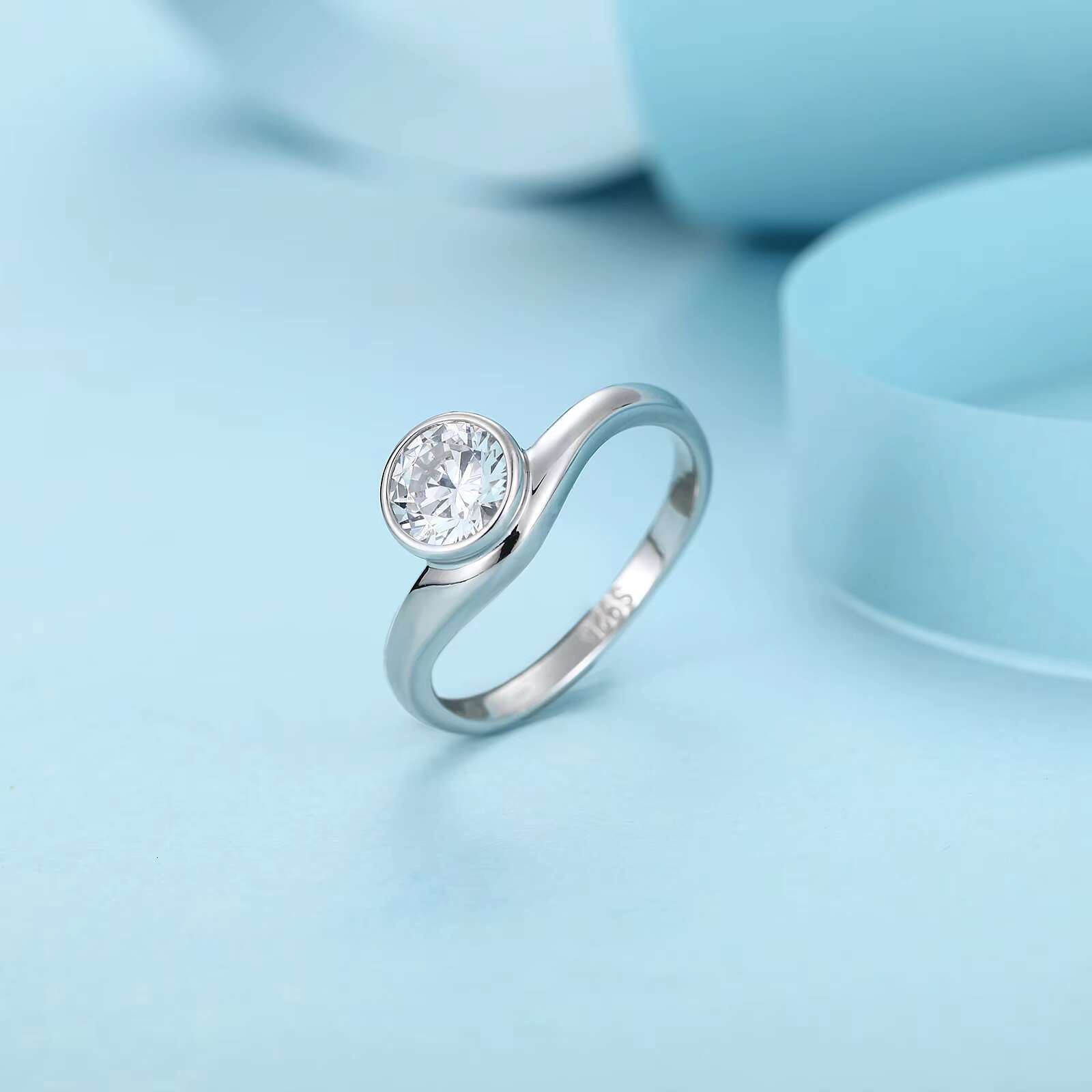 New Bohemian 6.5mm 1ct VVS Blue Moissanite with GRA Certificate 925 Sterling Silver Jewelry Women Wedding Ring