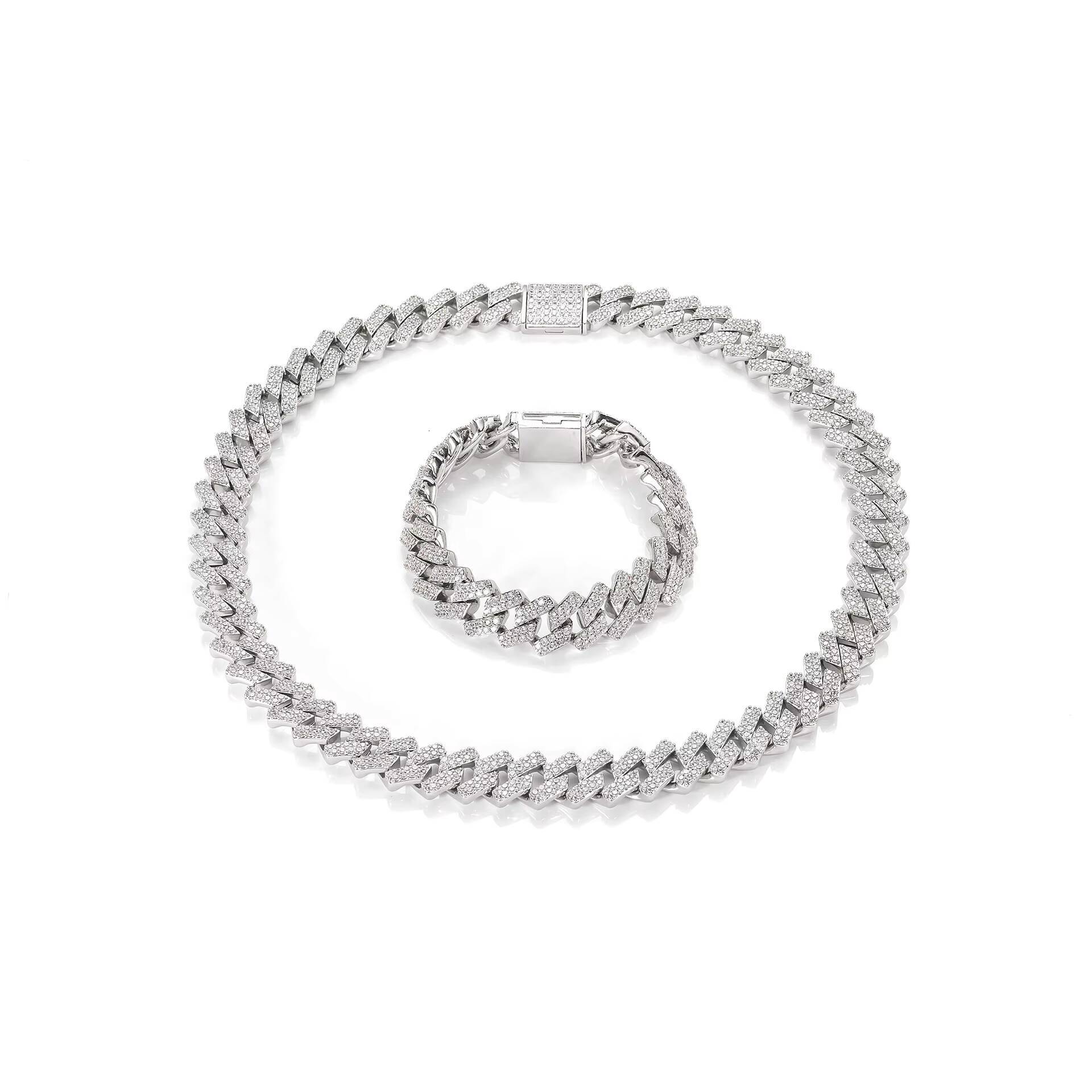 Ice Out Bracelet Cz Men's Miami Necklace Hip Hop Boy Pearl Cuban Chain Product