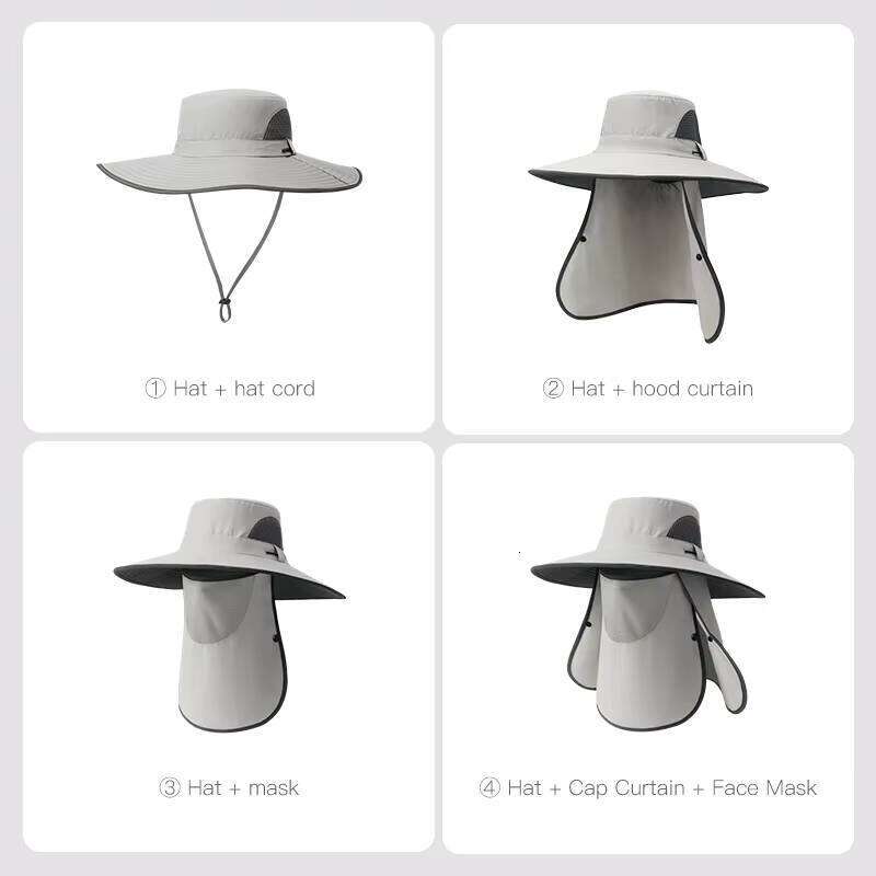 GOLOVEJOY XMZ273 Men Outdoor Fishing Summer Sun Protection Face and Neck Cover Breathable Fisherman Bucket Hat