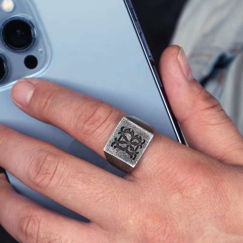 Silvenewen Mens Classic Vintage Animal 925 Sterling Silver Ring High Quality 15g Black Main Stone Moissanite Perfect Gift for