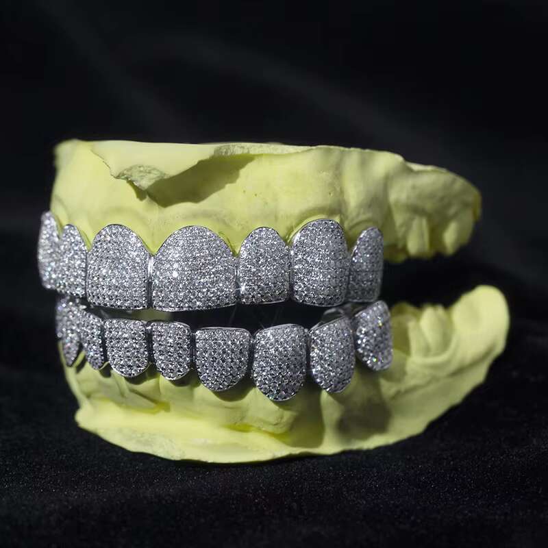 MSA-507 Custom 10k 14K 18k Gold 925 Silver Grillz Iced Out Moissanite Diamond Grillz Teeth