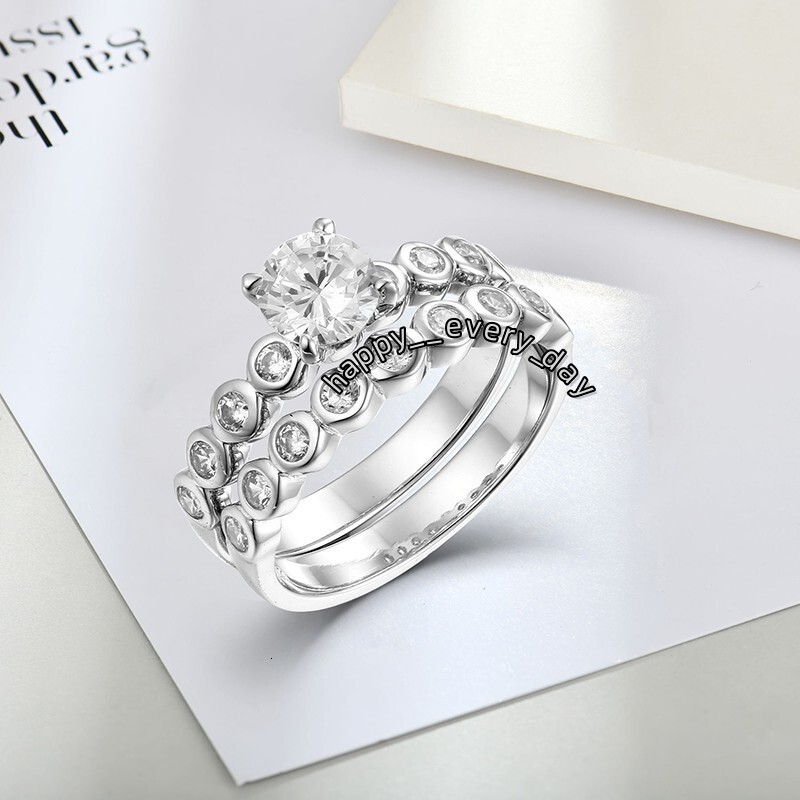 Wholesale Fashion 925 Sterling Silver Custom 0.8Ct Dvvs Moissanite Wedding Engagement Couple Finger Ring Design for Women