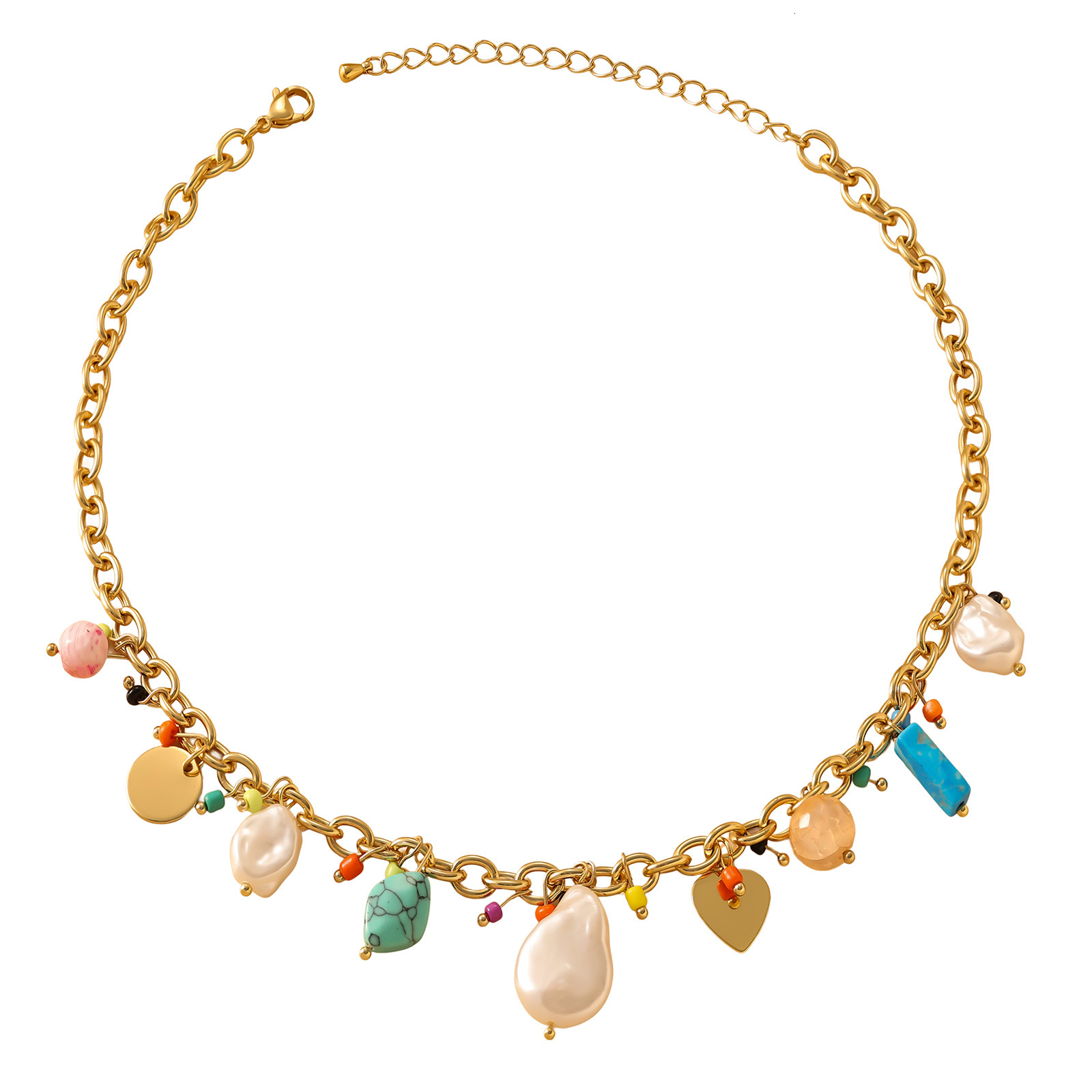 Fashion Jewelry Colorful Turquoise Pendant for Women, Simple and Stylish Single Layer Necklace