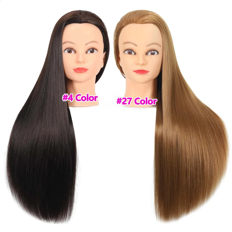 Long Synthetic Fiber Hair Mannequin Head With Free Clamp Stand Hairdresser Training Manikin Cosmetology Doll Head For DIY Braid 250529