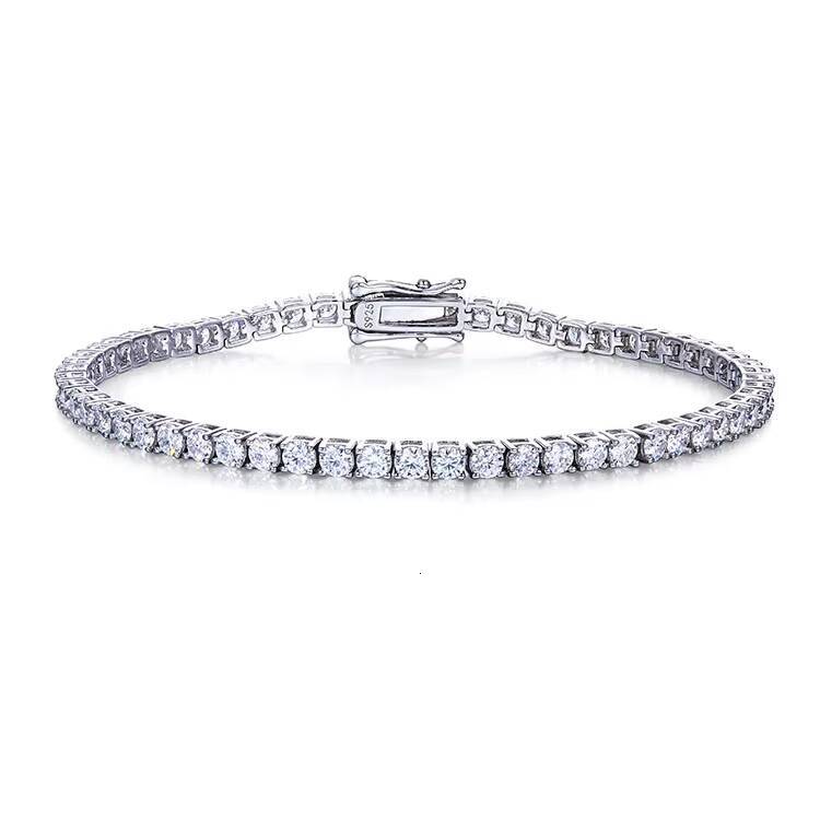 fashion Jewelry 3mm 4mm 5mm DEF Sterling Sier white Gold Plated Moissanite Tennis Bangle Bracelet